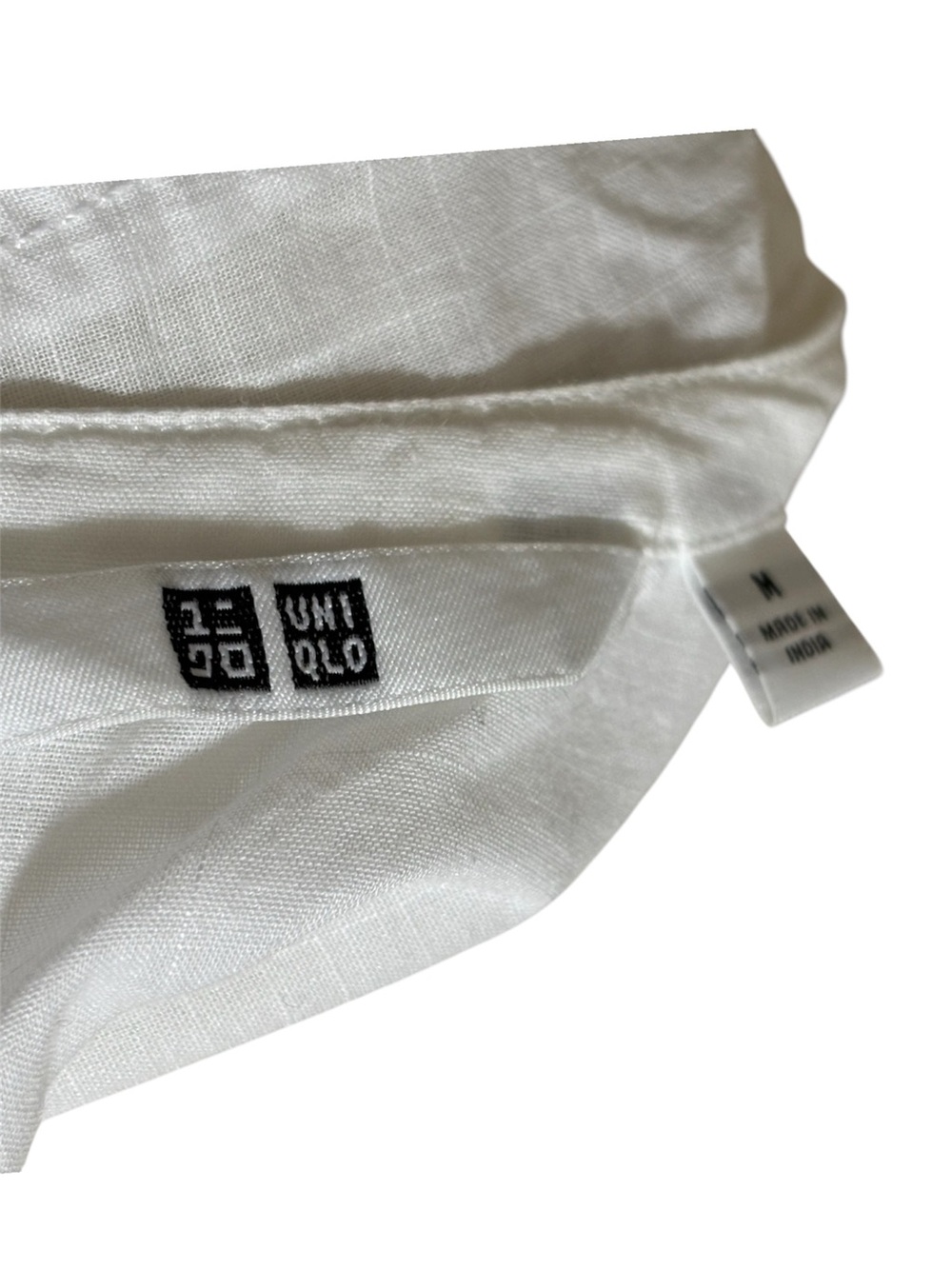 Uniqlo White Cotton Embroidered Summer Short Sleeve Relaxed Fit Blouse Sz Medium - Picture 5 of 8